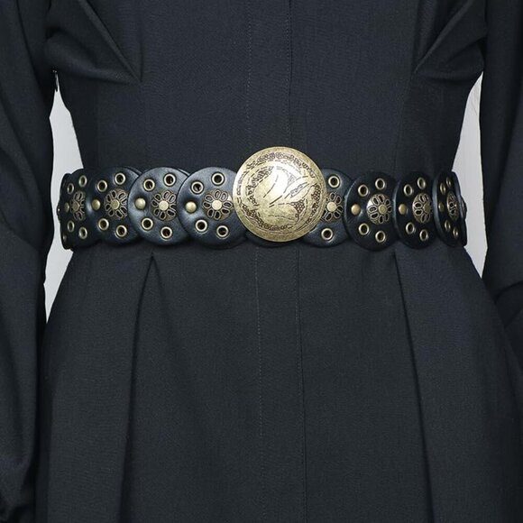 479A2532_grande.jpg?v=1763841784 Western Women Leather Belt Faux Leather Wide Waist Pony Concho Boho Style